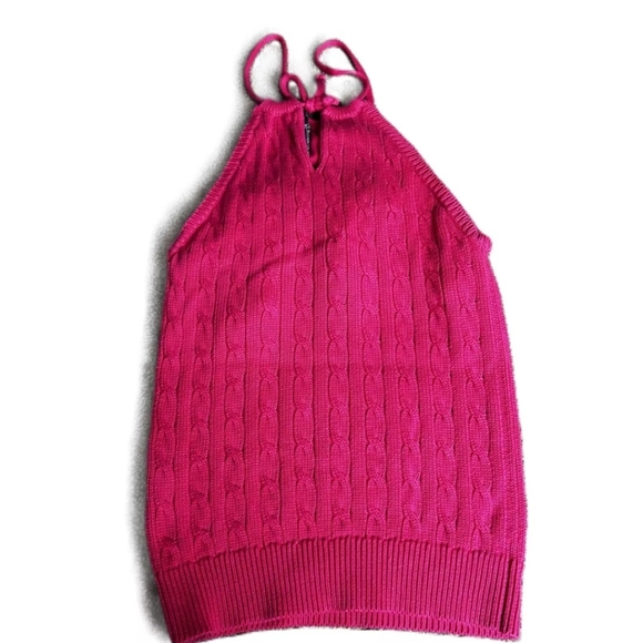 Ralph Lauren Pink Sleeveless Cable Knit Halter Top Womens Size Medium - Picture 5 of 5